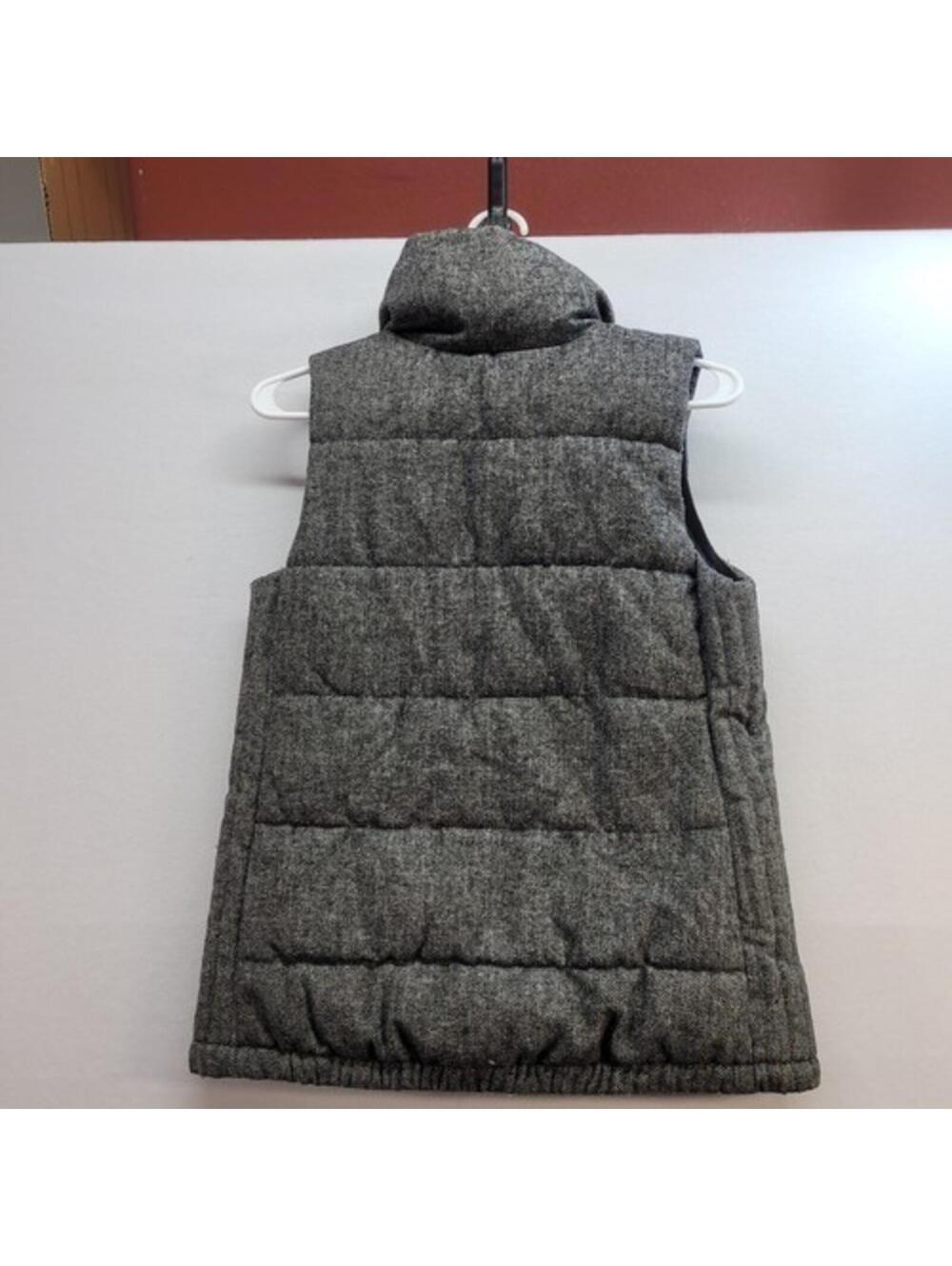 Old Navy Women Quilted Puffer Vest Gray Herringbone Wool Blend Fleece Size XS - Picture 9 of 10